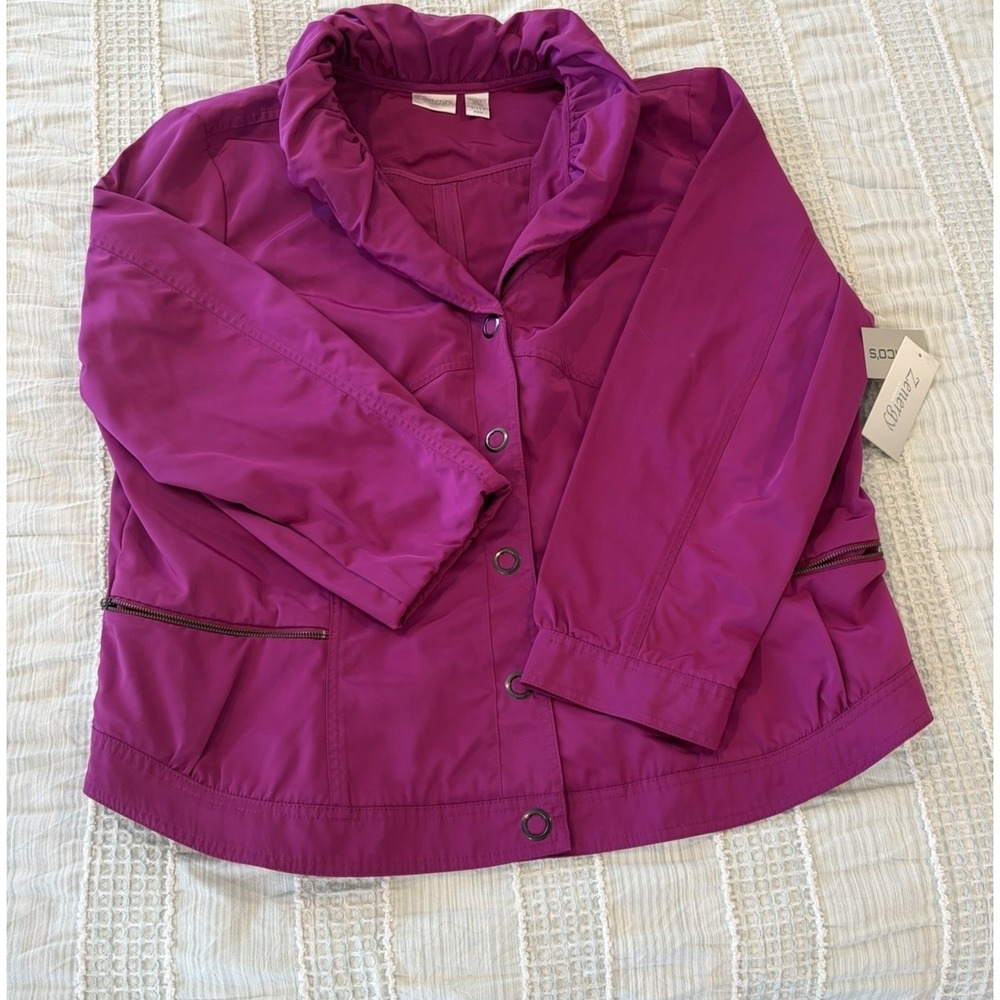 Zenergy by Chico's Fuchsia Snap-Up Jacket Size 4 Regular NWT Medium Weight‎